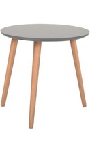 Modern Scandinavian Round Grey Coffee Table, Oak Living Room Side Table