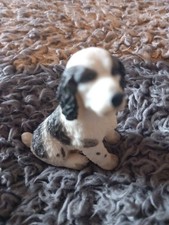 Black and White Spaniel Dog Figurine. Ornament. 6cm High x 5cm Wide VGC