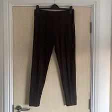 M&S Leggings Chocolate Brown 12 Reg Faux Swede Look Elastic Waist *HARDLY WORN*