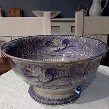 Antique Victorian Lilac And white Toddy Bowl 26cm dia, 'Saxon' by Clyde Pottery 