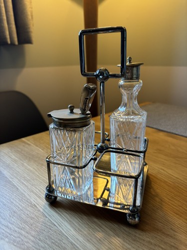 Antique condiment set cut - set,