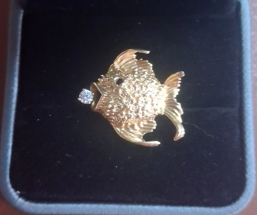 Vintage 14k gold tropical fish - 14k,