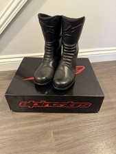Alpine Stars Motorcycle Boots Size UK 8 EU 42 Black Leather Waterproof