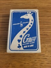 Vintage 600 Giraffe Blue Playing Cards Trade Mark Made In China Retro
