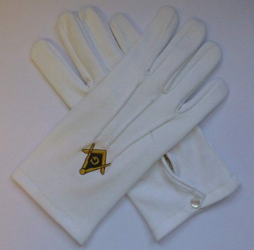 White masonic gloves - white, with