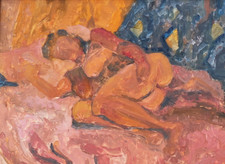 Shirley Smith, Reclining Nude, Oil on Board,  Framed