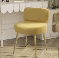Yellow Linen Vanity Stool