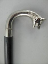 Silver Wolf Head Walking Stick