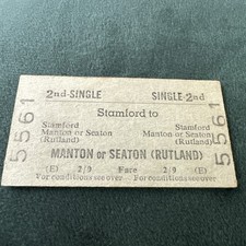 Vintage Train Ticket - Stamford to Manton or Seaton Rutland 
