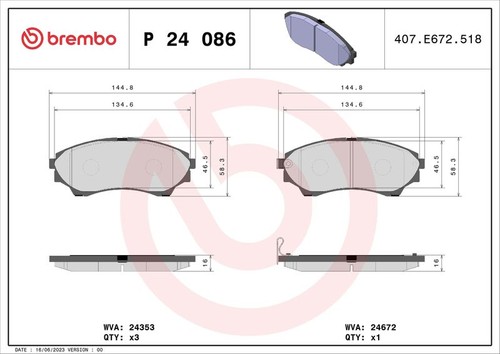 Brembo p24086 brake pad - p24086,