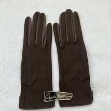 Cornelia James Vintage Brown Ladies Gloves With Leather Trim  Size 6