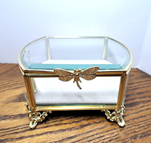 Glass jewelry box with - box, dragon