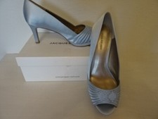 JACQUES VERT SATIN PEEP TOE SHOES/LIGHT BLUE  SIZE 7 -NEW
