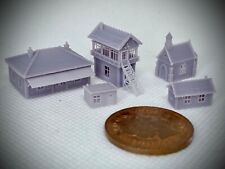 T Gauge Model Railway Set of 8 Unpainted Resin Buildings