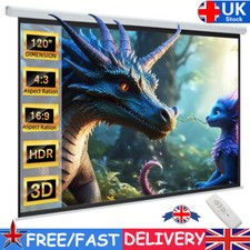 72-120Inch Projector Screen Electric Motorised Theater Cinema Movie Widescreen