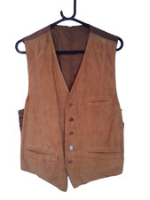 Vintage Real Suede Soft Chamois Waistcoat Mens Tan  (38" Chest) VGC