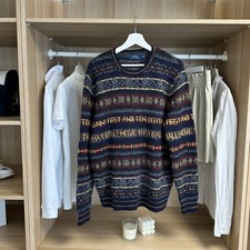 Polo Ralph Lauren Mens Fair Isle Jumper Alpaca Wool Size M Multi Rugby Rare