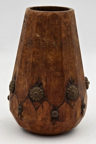 Carved wooden faceted vase - faceted, pot