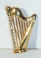 Harp Brooch With Diamante