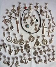 *UK* A Black 3mm Real Leather Cord with Tibetan Silver Charm 13" Choker Necklace