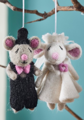 Handmade felt mice bride and - bride,