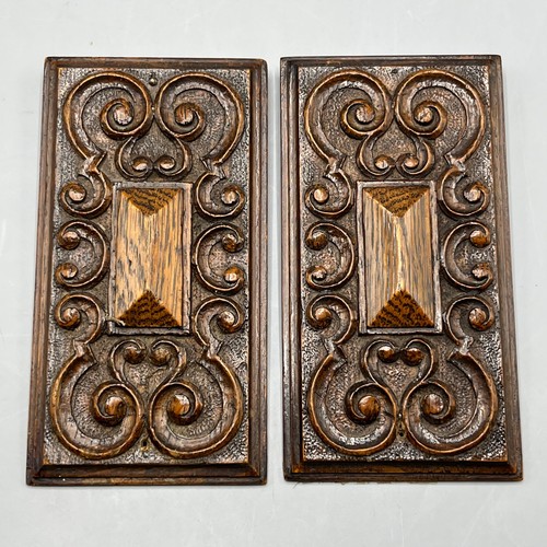 Pair vintage carved wooden - pair,
