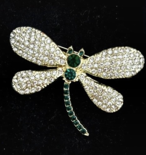 Diamonte dragonfly brooch - dragonfly,