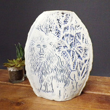 Unusual Pottery Vase Lion