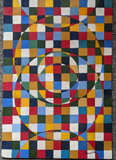 Hungarian Original unframed abstract oil painting signed by Benyicka Réka