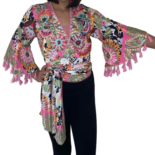 Italian beaded wrap blouse - italian,