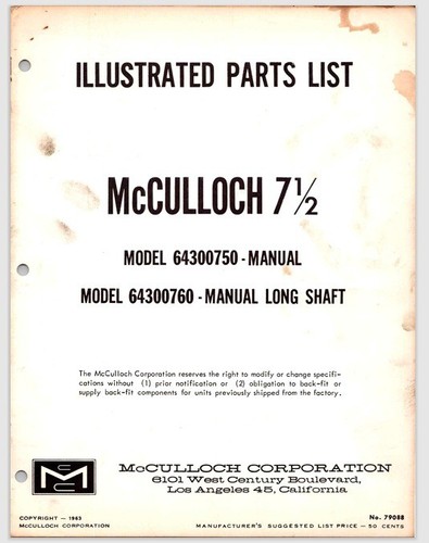 Scott mcculloch hp - mcculloch, 7.5