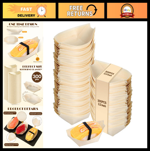 300pcs bamboo boat plates - bamboo,