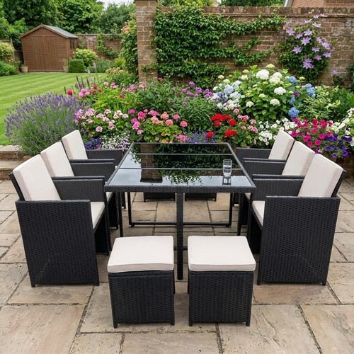Rattan garden dining set - garden,
