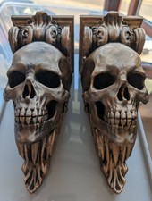 Pair Gothic Black Skull Shelf