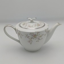 Noritake Arlene 5802 Bone China Teapot Floral Platinum Trim Japan Vintage