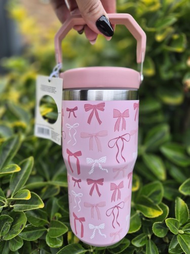 Bow tumbler pink - bow, new