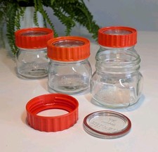 Ravenhead Kilner Jars. Orange Screw Top Glass Storage Jars (X4) 500ml 1970s VGC!