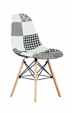 Black & White Patchwork Dining Chair Retro Scandinavian Accent Chair