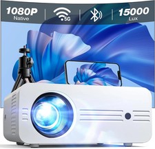 Projector, 2024 Upgraded Mini Portable Projector 5G WiFi Bluetooth, 15000 Lumen