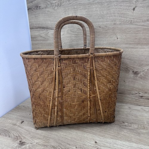 Vintage woven rattan basket - rattan,