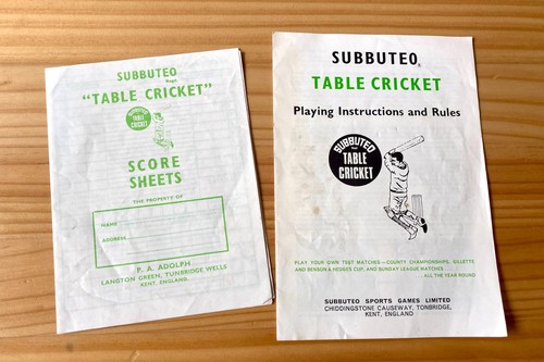 Subbuteo table cricket rules - cricket,