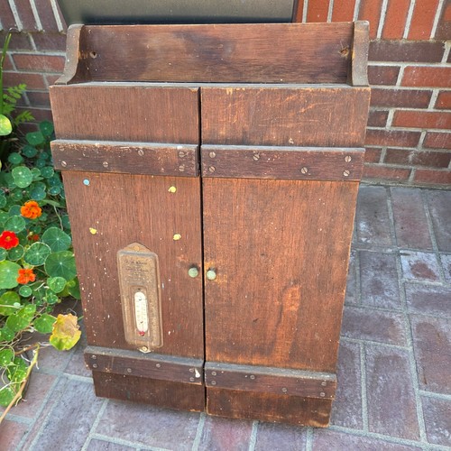 Antique wood wall cabinet h - wood, l.h