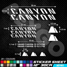 CANYON Vinyl Decal Stickers Sheet Bike Frame Cycling Cycle Bicycle MTB Mod MX