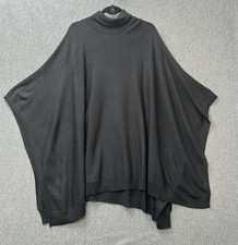 Clements Ribeiro woman's poncho cape style pullover black tight knit wool blend