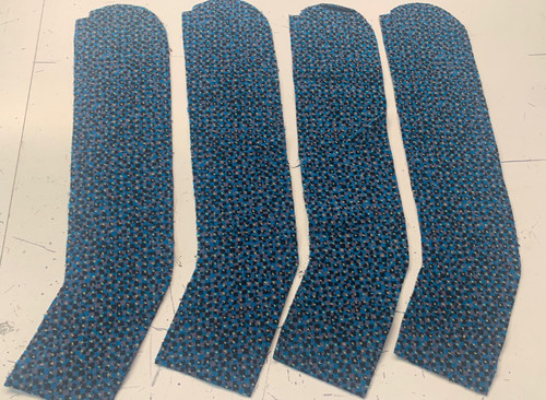 Rail seat fabric blue train