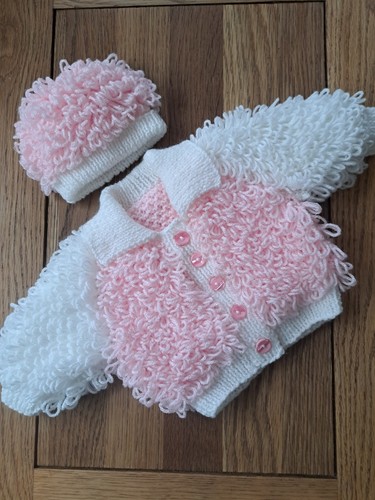 Hand knitted baby loopy jacket - loopy,