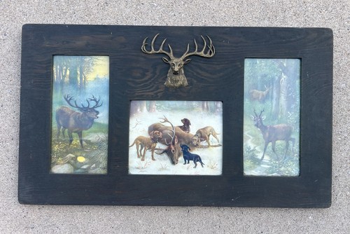 1900s triptych antique - triptych, hunting