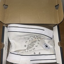 White Converse Hi-Toos Size 5 Thick Soles/Lift Platforms 