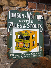 ALES & STOUT ENAMEL SIGN ALE SIGN BEER PUB ENAMEL SIGN TOMSON & WOTTON BEER SIGN