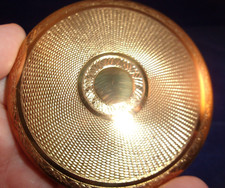 Vintage Gold Tone Zenette England Powder Compact with Geometric Design & Mirror